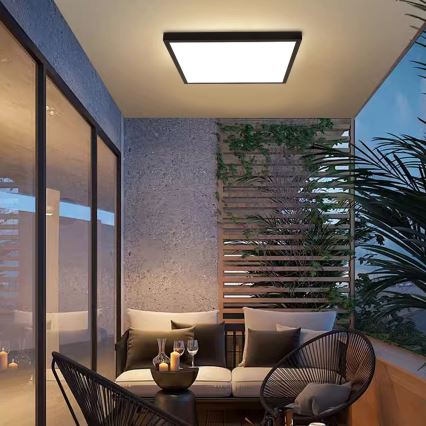 Brilagi - Plafoniera da bagno dimmerabile FRAME SMART LED/50W/230V 60x60 cm 3000-6000K IP44 nera + telecomando