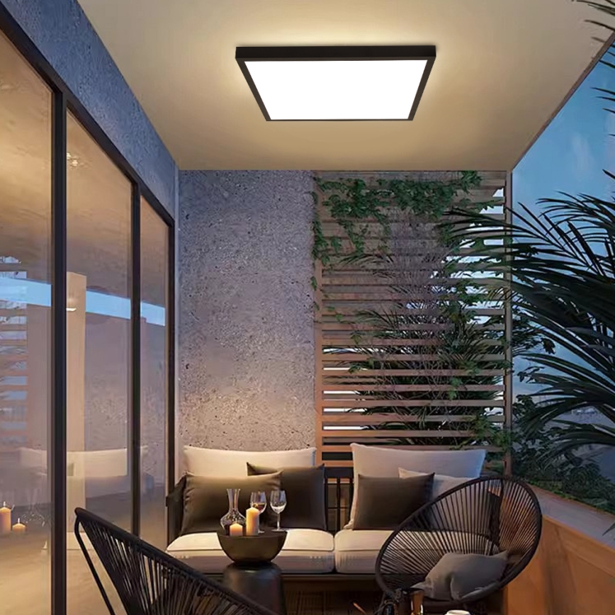 Brilagi - Plafoniera da bagno dimmerabile FRAME SMART LED/50W/230V 60x60 cm 3000-6000K IP44 nera + telecomando