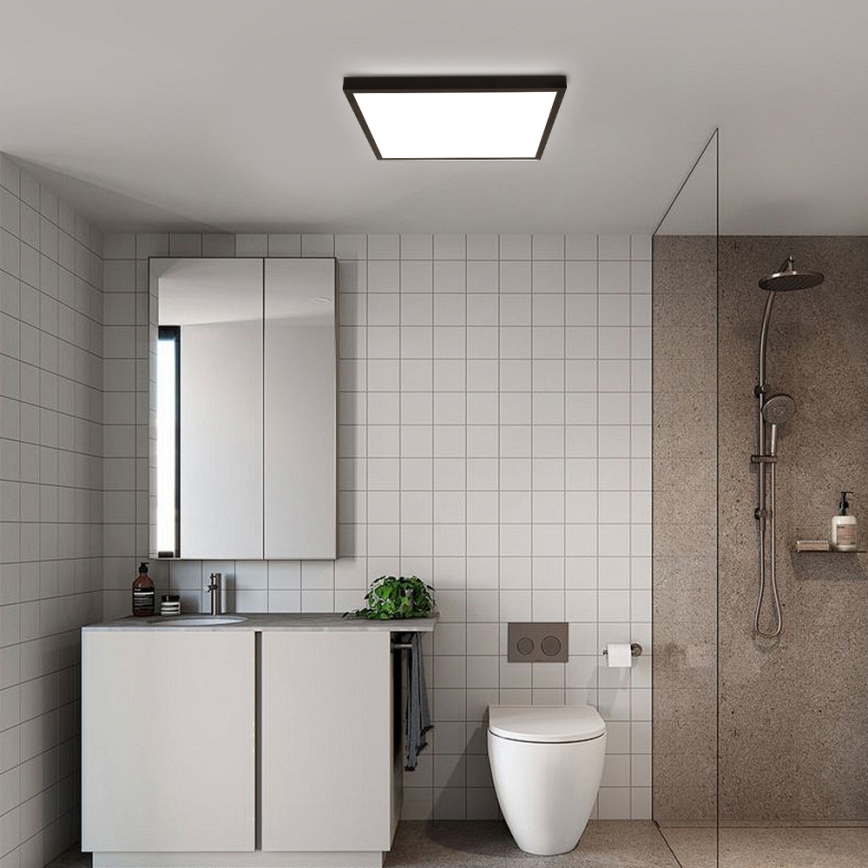 Brilagi - Plafoniera da bagno dimmerabile FRAME SMART LED/50W/230V 60x60 cm 3000-6000K IP44 nera + telecomando