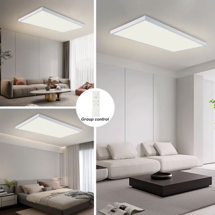 Brilagi - Plafoniera da bagno dimmerabile a LED FRAME SMART LED/96W/230V 120x60 cm 3000-6000K IP44 bianca + telecomando