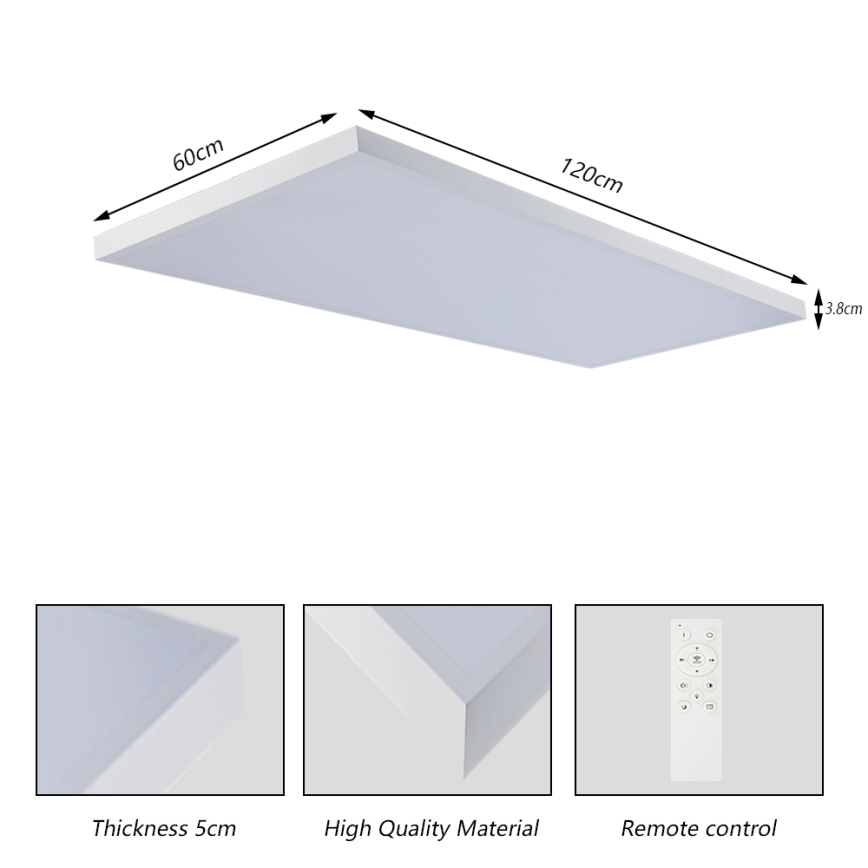 Brilagi - Plafoniera da bagno dimmerabile a LED FRAME SMART LED/96W/230V 120x60 cm 3000-6000K IP44 bianca + telecomando