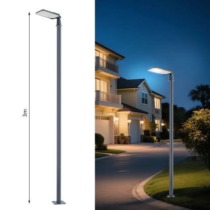Brilagi - Lampione stradale LED da esterno con palo da 3 m e snodo URBANLIGHT LED/100W/230V antracite IP65