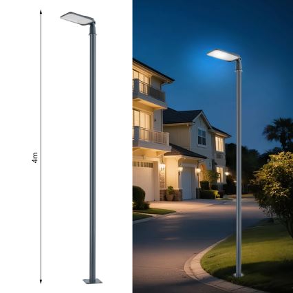 Brilagi - Lampione stradale LED da esterno con palo e snodo da 4 m URBANLIGHT LED/100W/230V antracite IP65