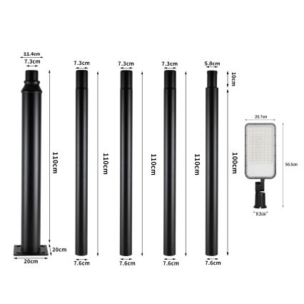 Brilagi - Lampione stradale LED da esterno con palo snodato da 5 m URBANLIGHT LED/200W/230V nero IP65