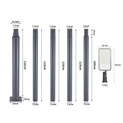 Brilagi - Lampione stradale LED per esterni con palo e snodo 5 m URBANLIGHT LED/200W/230V antracite IP65