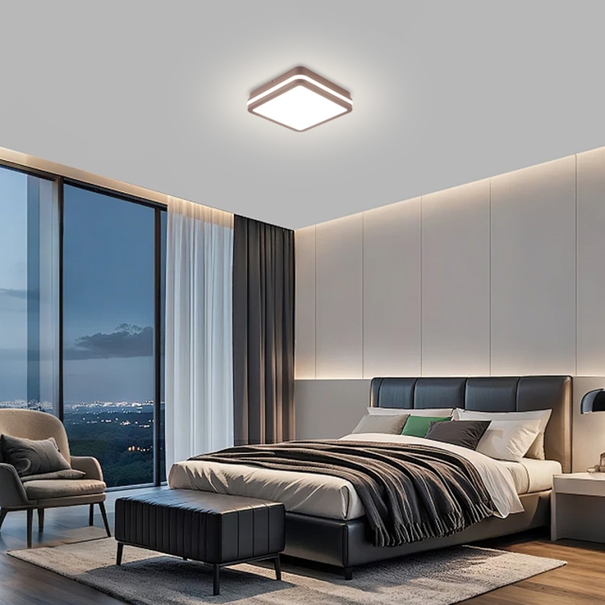 Brilagi - Plafoniera LED da esterno con sensore BENE LED/18W/230V 21,5x21,5 cm marrone IP54