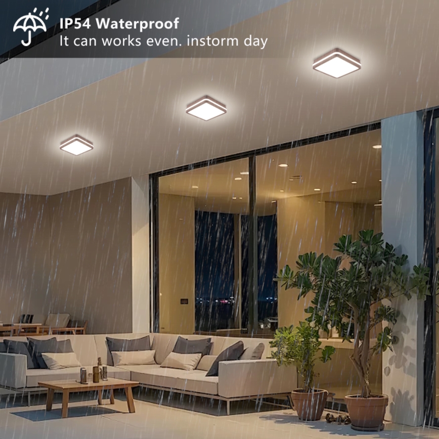 Brilagi - Plafoniera LED da esterno con sensore BENE LED/18W/230V 21,5x21,5 cm marrone IP54