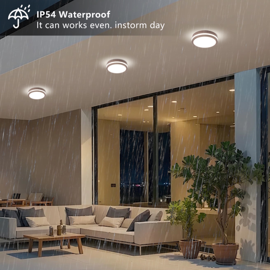 Brilagi - Plafoniera LED da esterno con sensore BENE LED/18W/230V Ø 21,5 cm marrone IP54