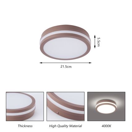 Brilagi - Plafoniera LED da esterno con sensore BENE LED/18W/230V, Ø 21,5 cm, marrone, IP54