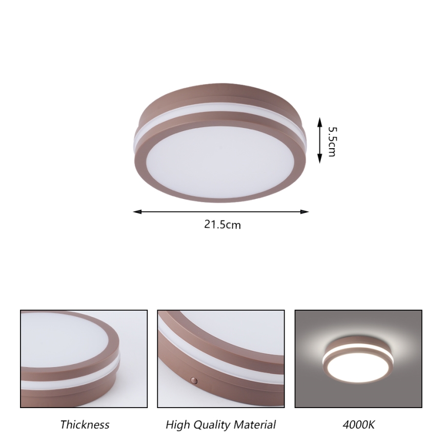 Brilagi - Plafoniera LED da esterno con sensore BENE LED/18W/230V, Ø 21,5 cm, marrone, IP54
