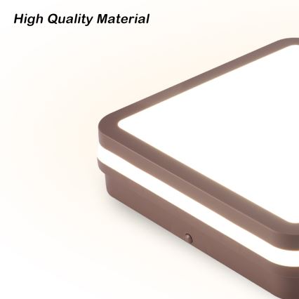 Brilagi - Plafoniera LED da esterno con sensore BENE LED/24W/230V 26x26 cm marrone IP54