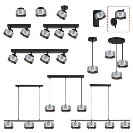 Brilagi - LED Lampada da parete AURA LUX 1xGX53/30W/230V nero/fumé