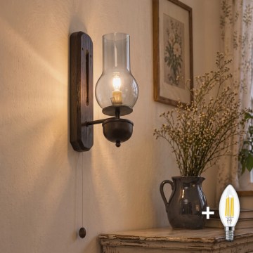 BRILAGI - LED Lampada da parete COTTAGE 1xE14/40W/230V faggio/grigio fumé