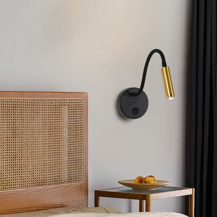 Brilagi - Lampada da parete flessibile dimmerabile a LED MAYA 1xG9/4W/230V nero/oro 2700-6500K Wi-Fi Tuya
