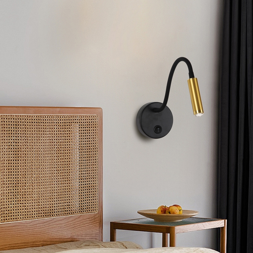 Brilagi - Lampada da parete flessibile dimmerabile a LED MAYA 1xG9/4W/230V nero/oro 2700-6500K Wi-Fi Tuya