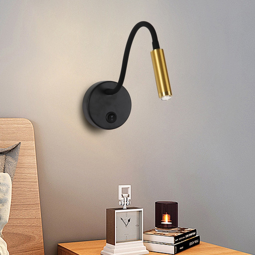 Brilagi - Lampada da parete flessibile dimmerabile a LED MAYA 1xG9/4W/230V nero/oro 2700-6500K Wi-Fi Tuya