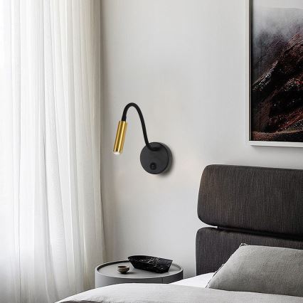 Brilagi - Lampada da parete flessibile dimmerabile a LED MAYA 1xG9/4W/230V nero/oro 2700-6500K Wi-Fi Tuya