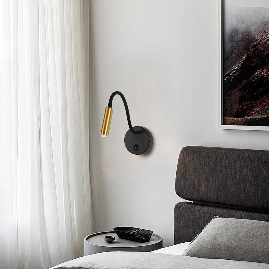 Brilagi - Lampada da parete flessibile dimmerabile a LED MAYA 1xG9/4W/230V nero/oro 2700-6500K Wi-Fi Tuya