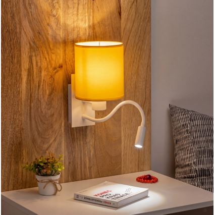 Brilagi - Lampada da parete flessibile LED NUBILA 1xE27/25W/230V + LED/3W bianco/giallo