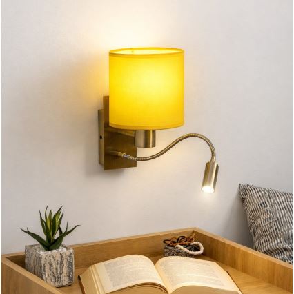 Brilagi - Applique LED flessibile NUBILA 1xE27/25W/230V + LED/3W ottone/giallo