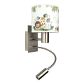 Brilagi - LED Lampada da parete flessibile per bambini BOBO 1xE27/25W/230V + LED/3W cromo opaco/bianco/verde/giungla