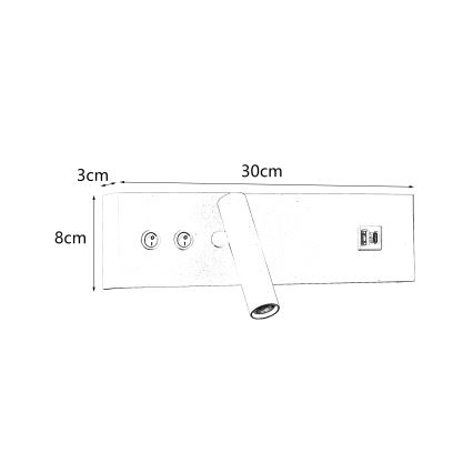 Brilagi - Faretto da parete a LED con porta USB NOCTIS LED/3W/230V + LED/9W nero