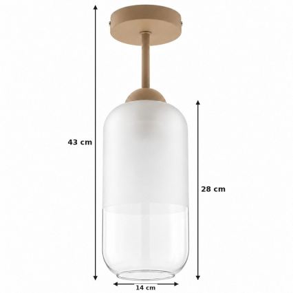 BRILAGI - LED Lampada da soffitto a montaggio superficiale RETRO GLASS 1xE27/60W/230V ø 14 cm beige/bianco