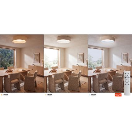 Brilagi - Plafoniera dimmerabile a LED VELVET SMARTIX STARS LED/36W/230V 3000-6000K Ø 55 cm crema Wi-Fi Tuya Beacon + telecomando
