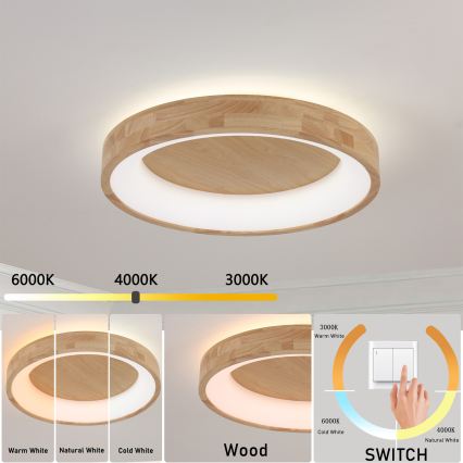 Brilagi - Plafoniera LED FALCON WOOD LED/40W/230V 3000/4000/6000K Ø 60 cm in legno