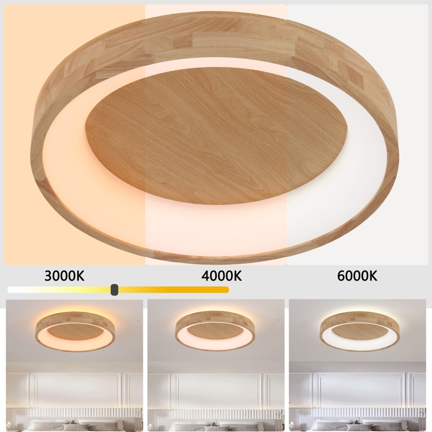 Brilagi - Plafoniera LED FALCON WOOD LED/40W/230V 3000/4000/6000K Ø 60 cm in legno