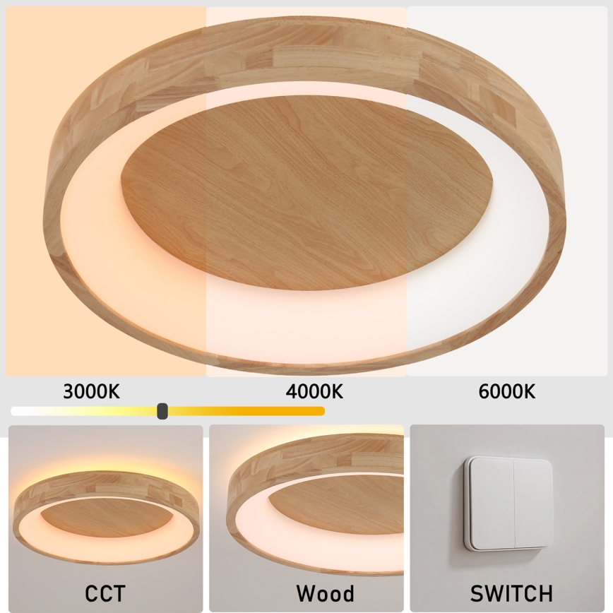 Brilagi - Plafoniera LED FALCON WOOD LED/40W/230V 3000/4000/6000K Ø 60 cm in legno
