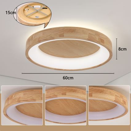 Brilagi - Plafoniera LED FALCON WOOD LED/40W/230V 3000/4000/6000K Ø 60 cm in legno