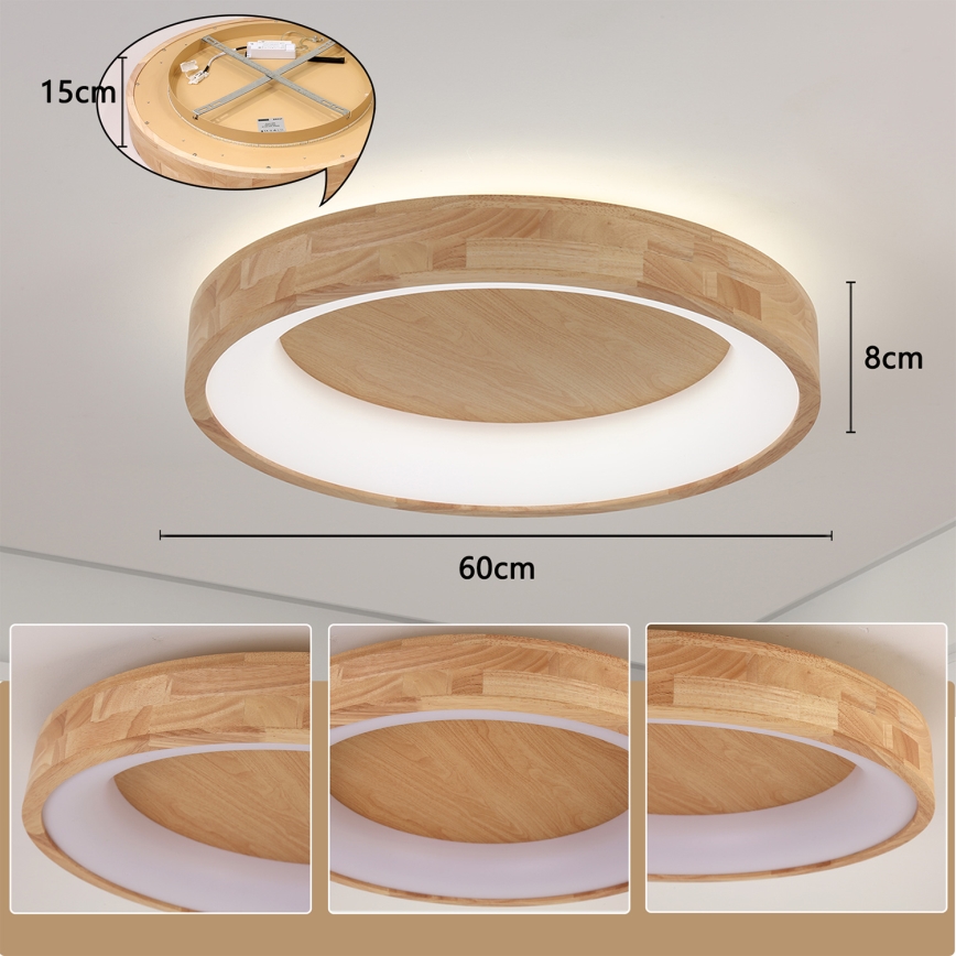 Brilagi - Plafoniera LED FALCON WOOD LED/40W/230V 3000/4000/6000K Ø 60 cm in legno