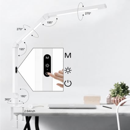Brilagi - Lampada da tavolo flessibile dimmerabile a sfioramento VARIO LED/12W/230V 3000/4000/5000/6500K CRI 92 bianca