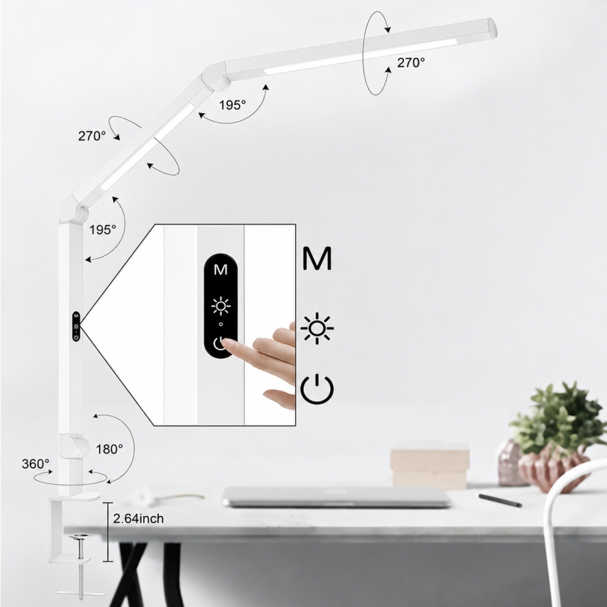 Brilagi - Lampada da tavolo flessibile dimmerabile a sfioramento VARIO LED/12W/230V 3000/4000/5000/6500K CRI 92 bianca
