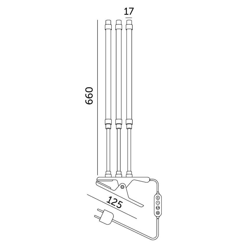 Brilagi - LED Dimmerabile flessibile lampada da tavolo con clip per la coltivazione di piante VITABLOOM 3xLED/10W/230V nero