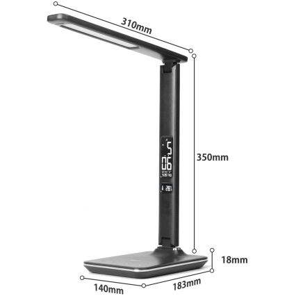 Brilagi - Lampada da tavolo dimmerabile a LED con ricarica wireless QI e USB REGINA LED/8,5W/230V nera