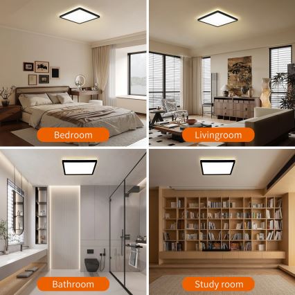 Brilagi - Lampada LED dimmerabile con sensore di movimento e crepuscolare ULTRA SLIM LED/18W/230V 30x30 cm + telecomando