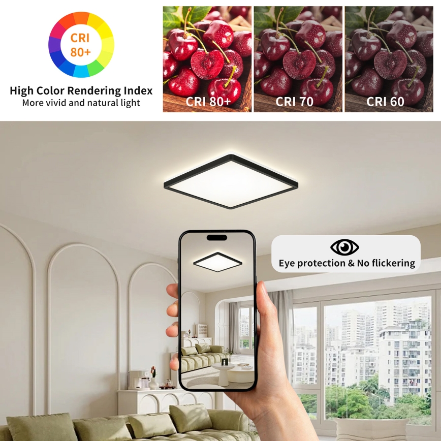Brilagi - Lampada LED dimmerabile con sensore di movimento e crepuscolare ULTRA SLIM LED/18W/230V 30x30 cm + telecomando