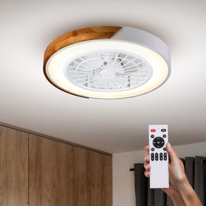 Brilagi - Lampada da soffitto dimmerabile a LED con ventilatore LED/30W/230V 3000-6500K bianco/rovere + telecomando