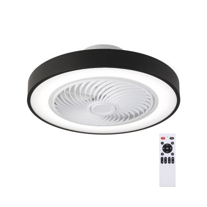 Brilagi - Plafoniera LED dimmerabile con ventilatore, 30W/230V, 3000-6500K, Ø 50 cm, nero + telecomando