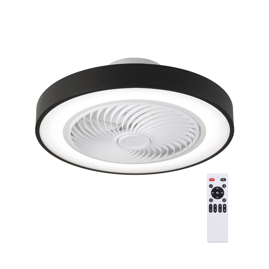 Brilagi - Plafoniera LED dimmerabile con ventilatore, 30W/230V, 3000-6500K, Ø 50 cm, nero + telecomando