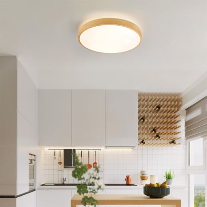 Brilagi - Plafoniera dimmerabile a LED GLASS POOL DOUBLE LED/48W/230V 3000-6000K 40 cm finitura effetto legno + telecomando