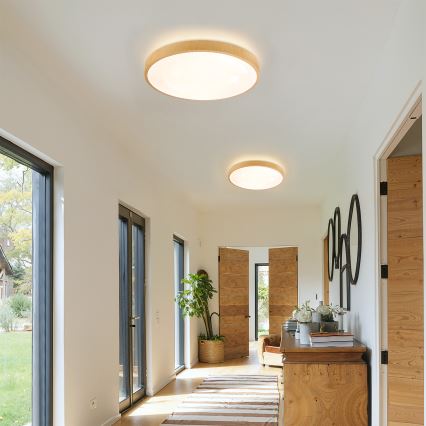 Brilagi - Plafoniera dimmerabile a LED GLASS POOL DOUBLE LED/48W/230V 3000-6000K 40 cm finitura effetto legno + telecomando