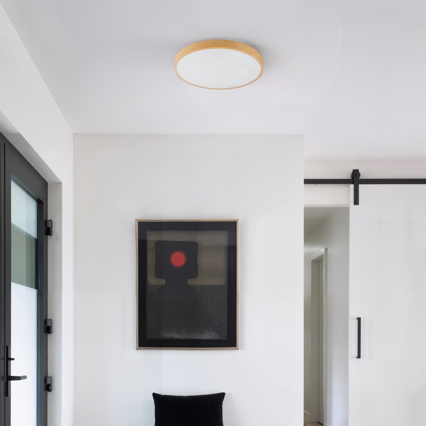 Brilagi - Plafoniera dimmerabile a LED GLASS POOL DOUBLE LED/48W/230V 3000-6000K 40 cm finitura effetto legno + telecomando