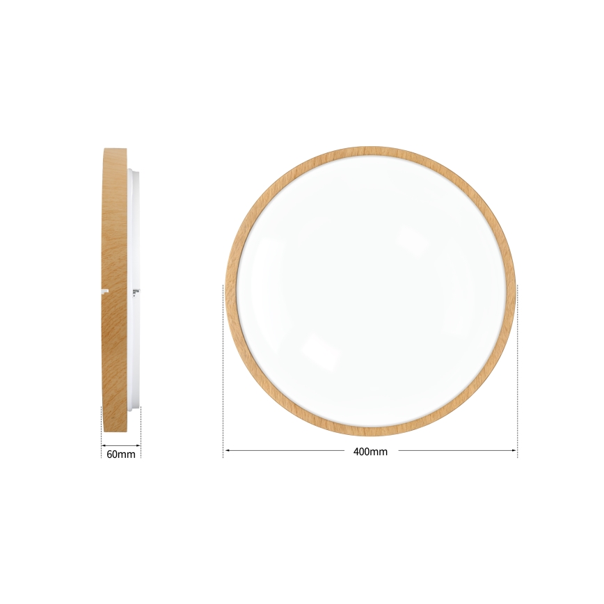 Brilagi - Plafoniera dimmerabile a LED GLASS POOL DOUBLE LED/48W/230V 3000-6000K 40 cm finitura effetto legno + telecomando