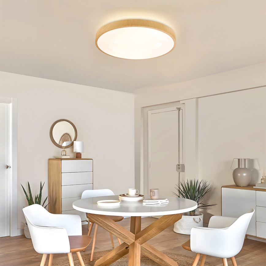 Brilagi - Plafoniera dimmerabile a LED GLASS POOL DOUBLE LED/60W/230V 3000-6000K 50 cm finitura effetto legno + telecomando