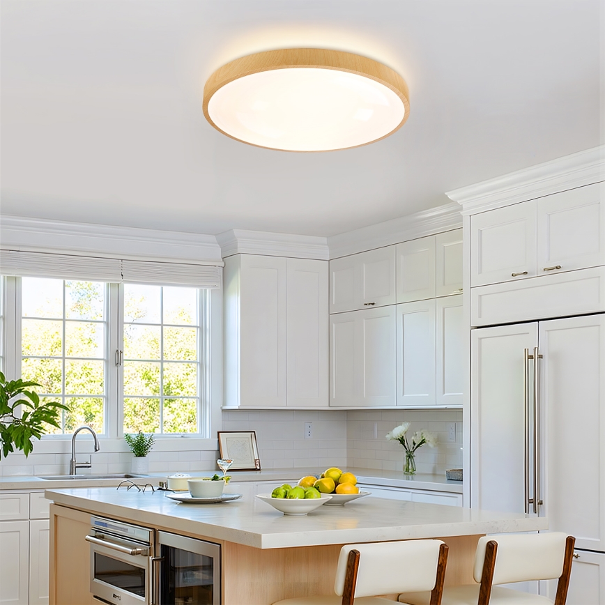 Brilagi - Plafoniera dimmerabile a LED GLASS POOL DOUBLE LED/60W/230V 3000-6000K 50 cm finitura effetto legno + telecomando