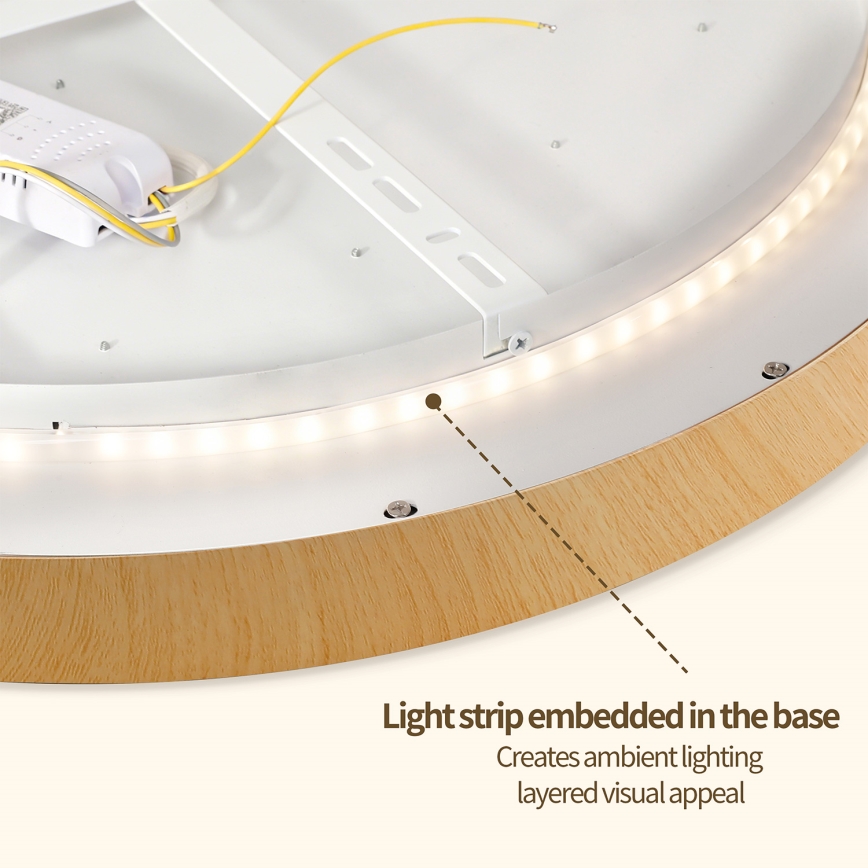 Brilagi - Plafoniera dimmerabile a LED GLASS POOL DOUBLE LED/60W/230V 3000-6000K 50 cm finitura effetto legno + telecomando