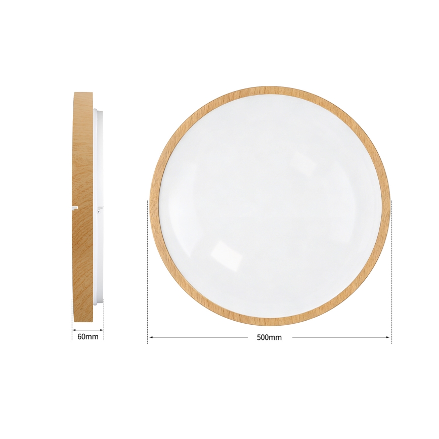 Brilagi - Plafoniera dimmerabile a LED GLASS POOL DOUBLE LED/60W/230V 3000-6000K 50 cm finitura effetto legno + telecomando